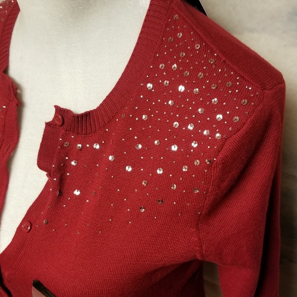 ⭐️ Central Park West NY Red sequin cardigan - Picture 3 of 5
